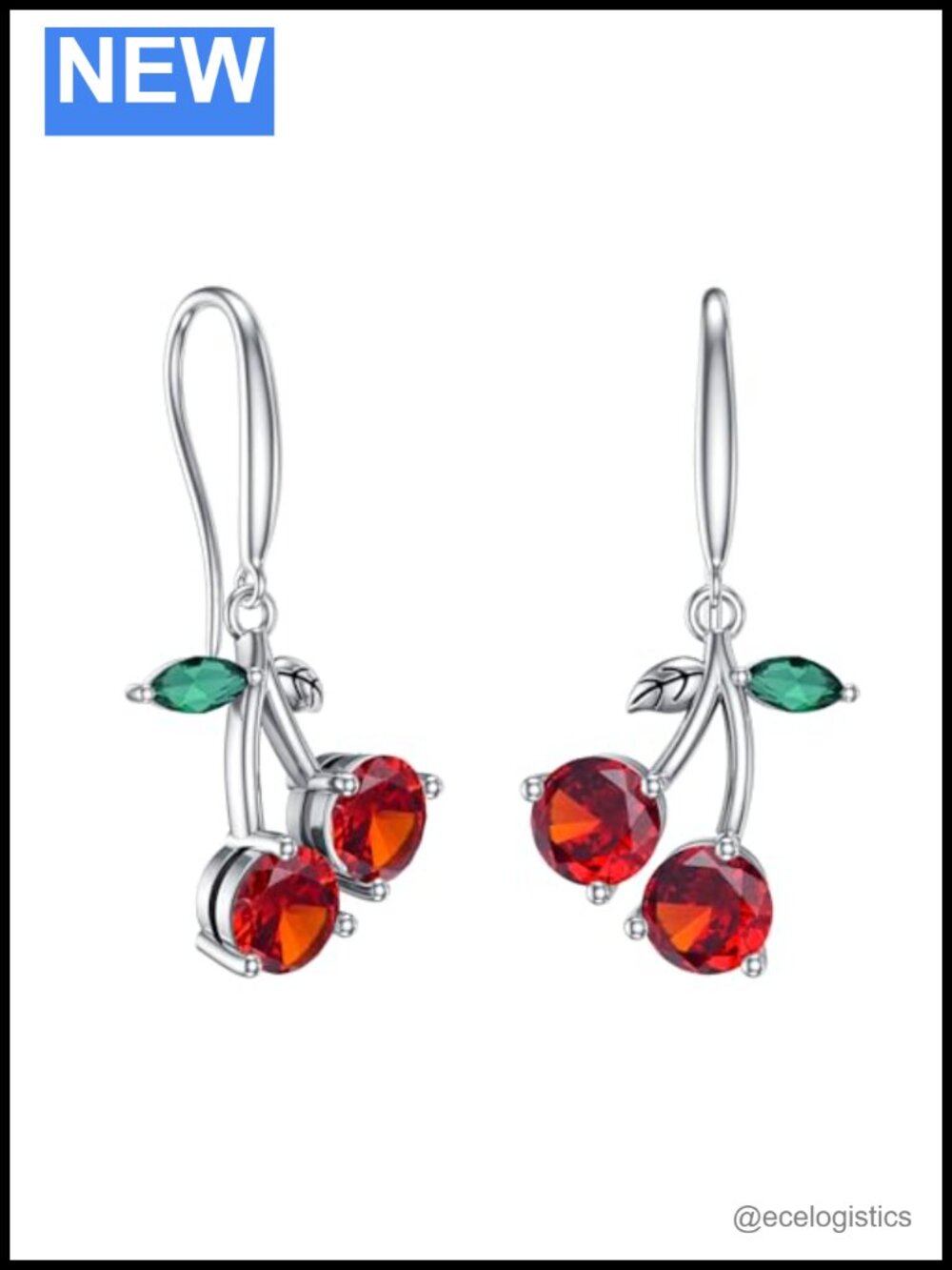 Sterling Silver Cherry Dangle Earrings Strawberry Fruit Jewelry Women